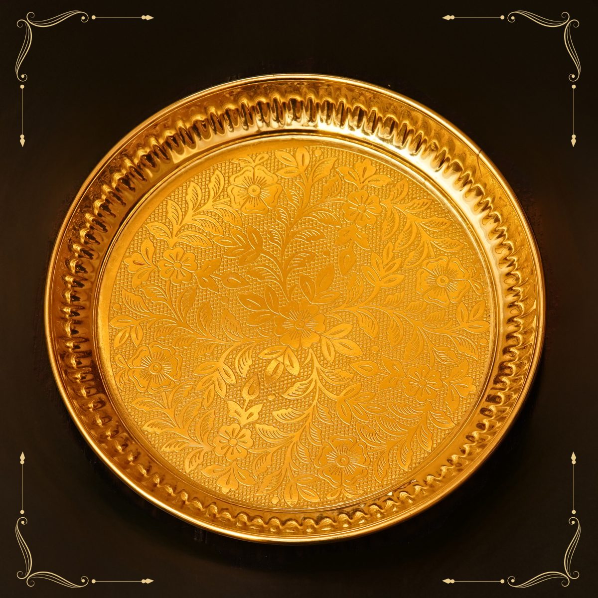 Puja Thali 15cm Floral Carving