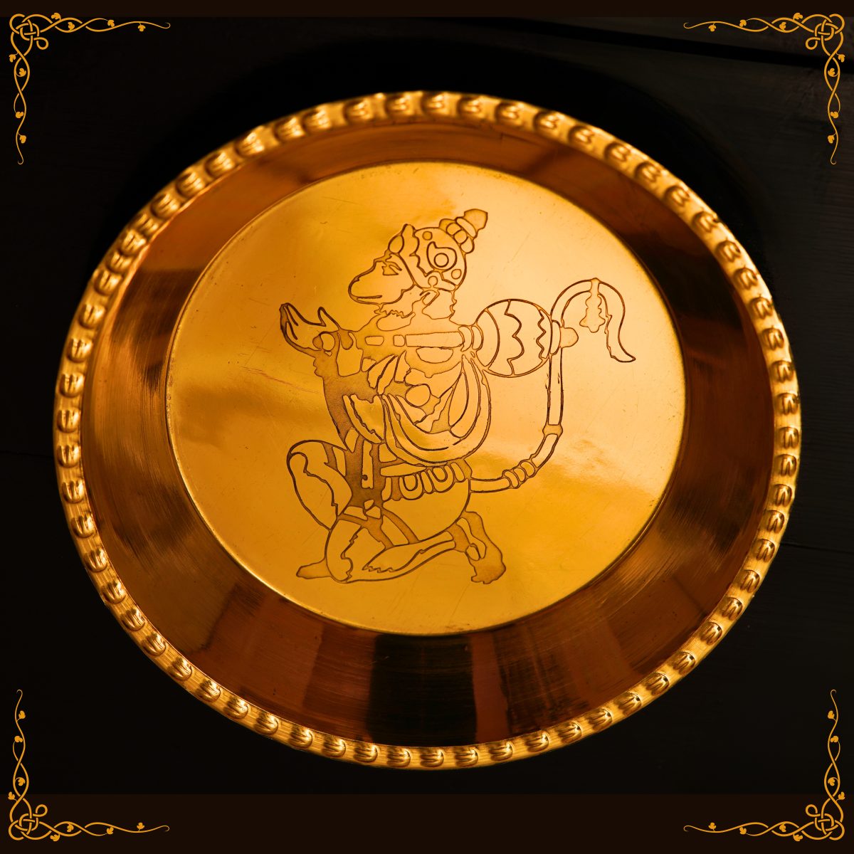 Puja Thali 28cm Hanuman Carving