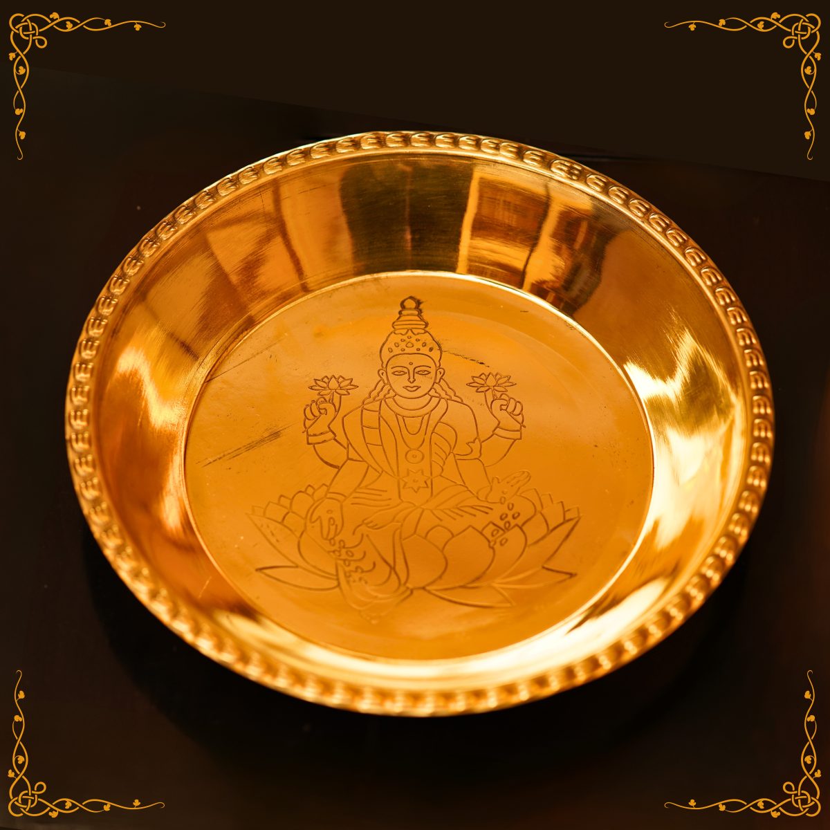 Puja Thali 33cm Laxmi Carving