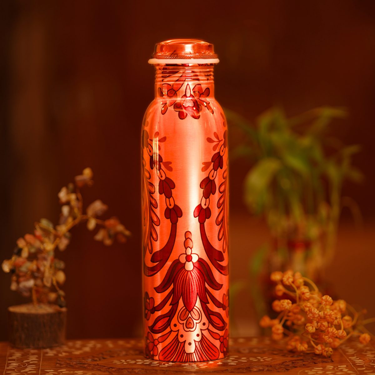 Copper Bottle Long - Red Pattern