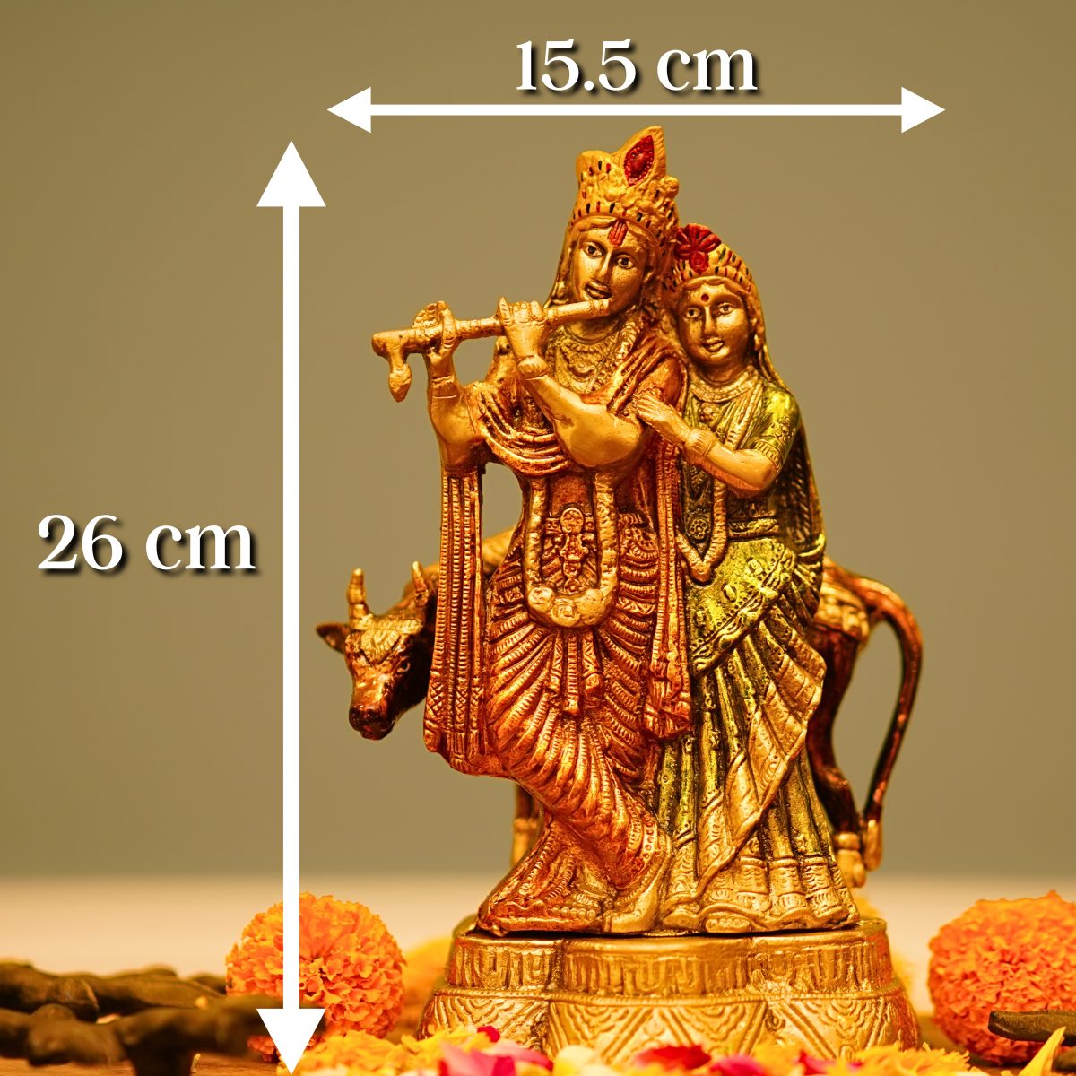 Radha Krishna Brass Coloured